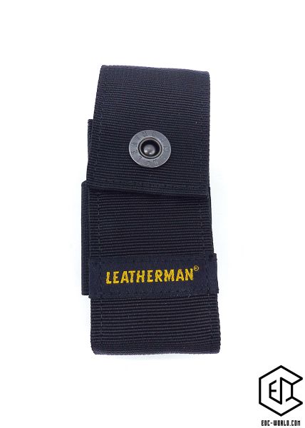 Leatherman Holster Schwarz mit gelber schrift Vorderseite